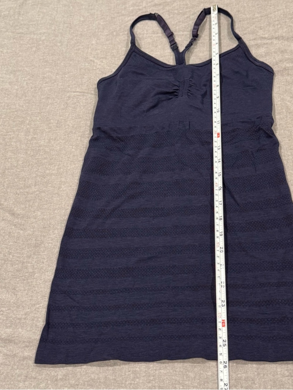 Lululemon Navy Strappy Knit shelf bra tank with Textured Stripes - Picture 2 of 10